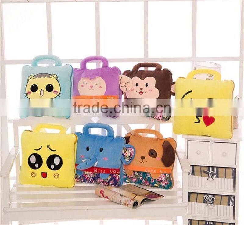 2016 hot Wholesale travel decorative body bolster emoji pillow blanket