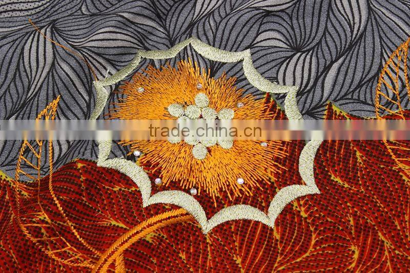 Orange Bestway wax print fabric african 6 yards with stones BLW017-8 For hot sale