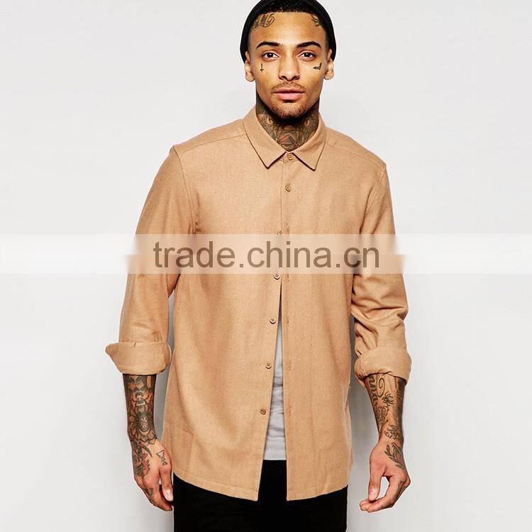 Shirt In Camel Wool Mix Wholesale Flannel Shirt China Manufacturer