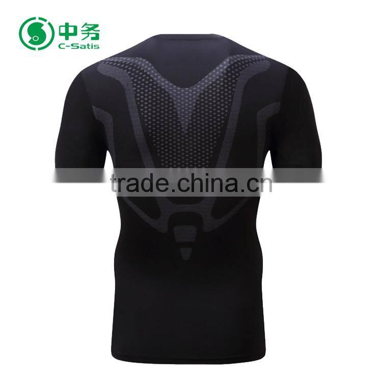 High Quality 100% Polyester Quick Dry Plus Size Mens Black Muscle Fit Gym T Shirt
