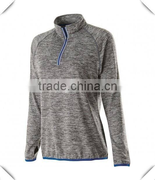 Elite dry fit performance polyester/spandex sports raglan long sleeve training shirts top 1/4 reflective zip pullover