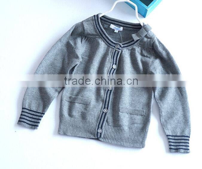 chic pockets button-down girls baby knitted cardigan