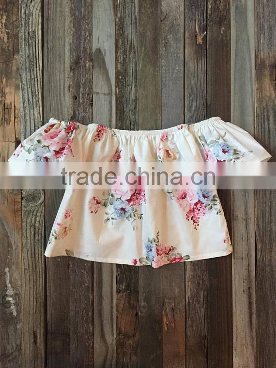 Boutique Children Clothes Wholesale Off Shoulder Girl Tops 2017 Hot Design Shirts Casual