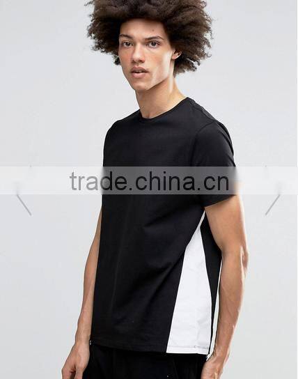 summer new style men t-shirts Stitching T-shirt hot sale white and black stitch made in China