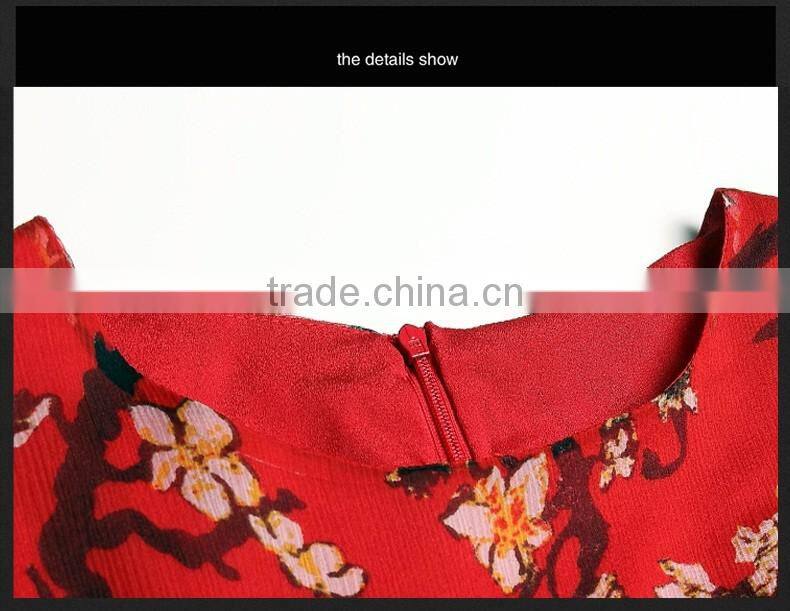 high quality real silk half sleeve round neck printed summer long dress latest dress designs