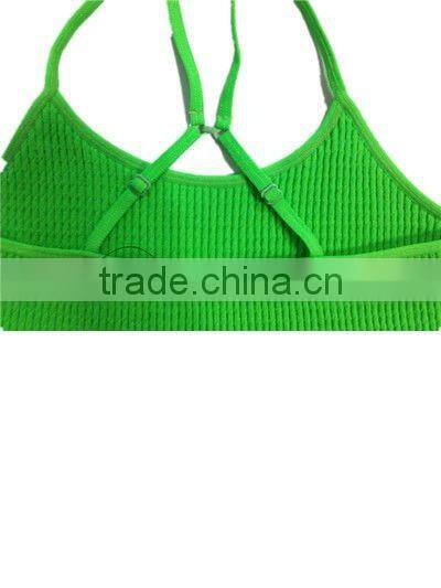 magic wrinkle seamless front double layers sport tank top cami bra with removable pad