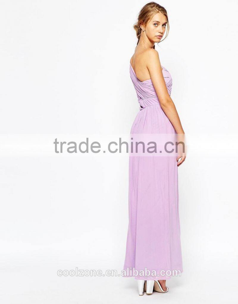 Latest one shoulder maxi dress design women plus size women clothing manufacturers