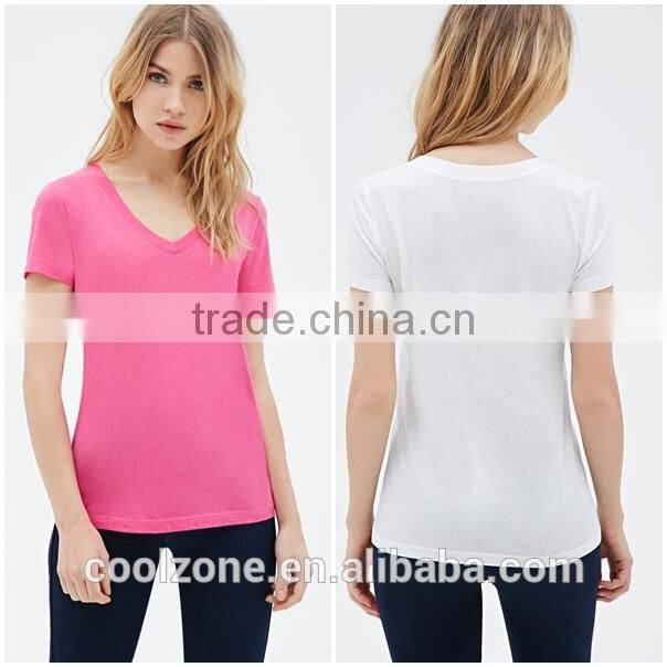 Classic V neck short sleeve blank t-shirt smooth modal t-shirt