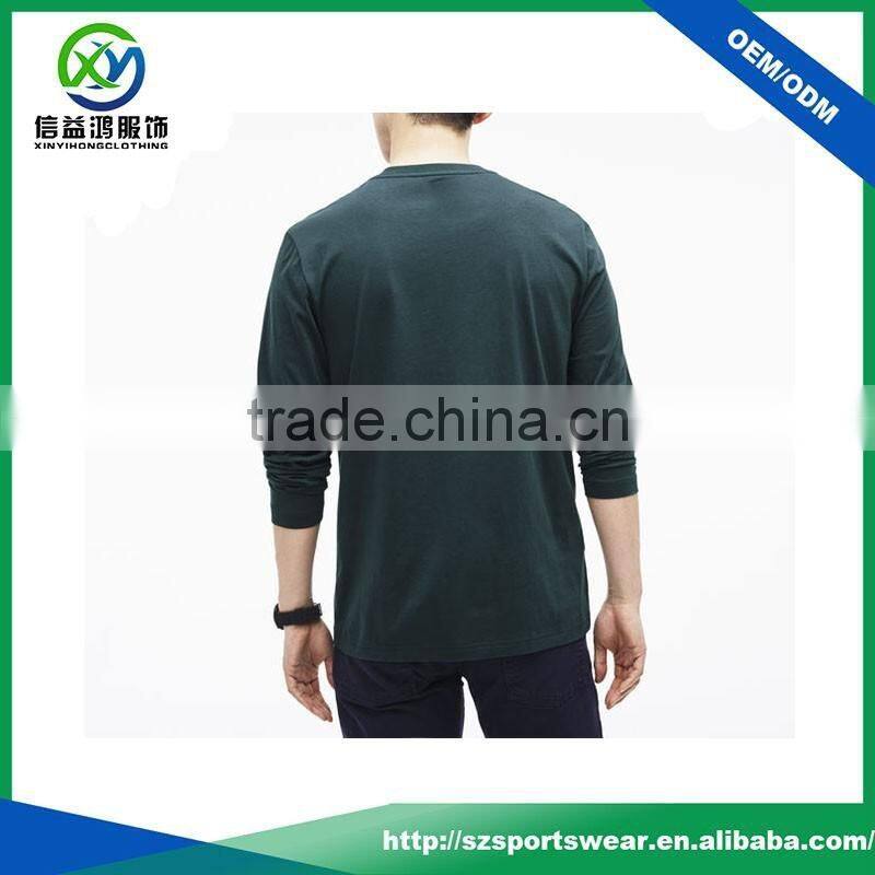 Fashion design high quality long sleeve V-neck 95 cotton /5 elastane t-shirt for men