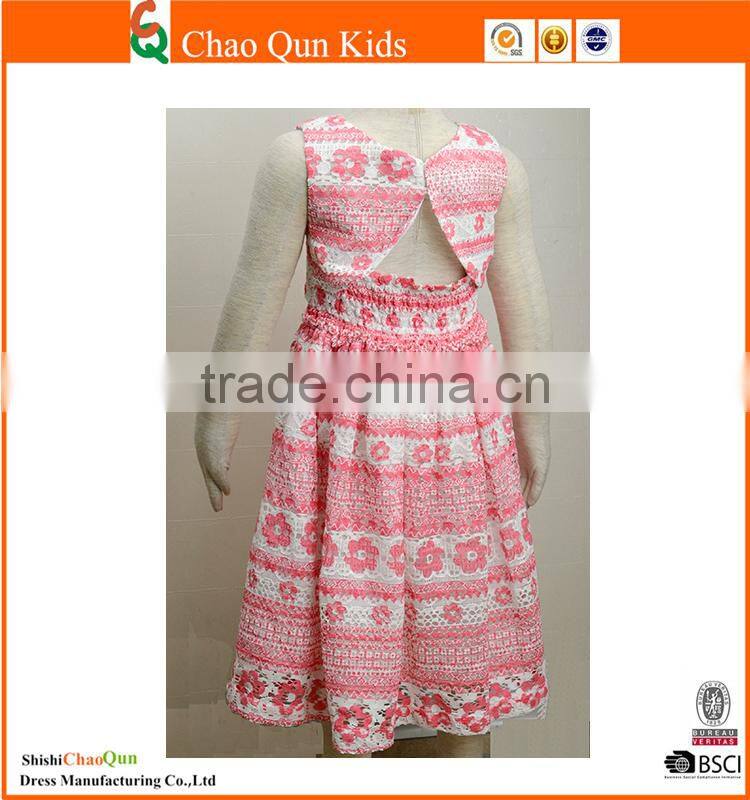 2017 baby girl latest fashion embroidered lace floral dresses for girls wholesale