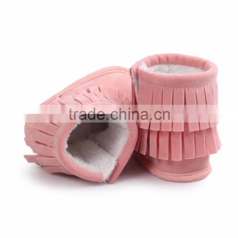 fringed suede fabric baby warm boots
