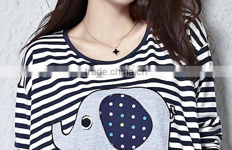 Autumn T-shirt, maternity T-shirt, big size T-shirt, long sleeve stripe T-shirt