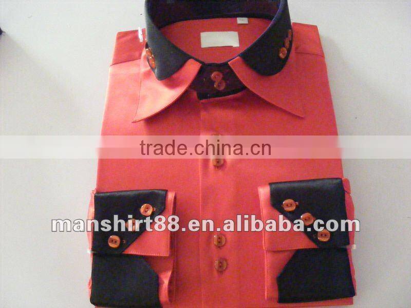 man's latest regular fit double collar satin long sleeve dress shirt