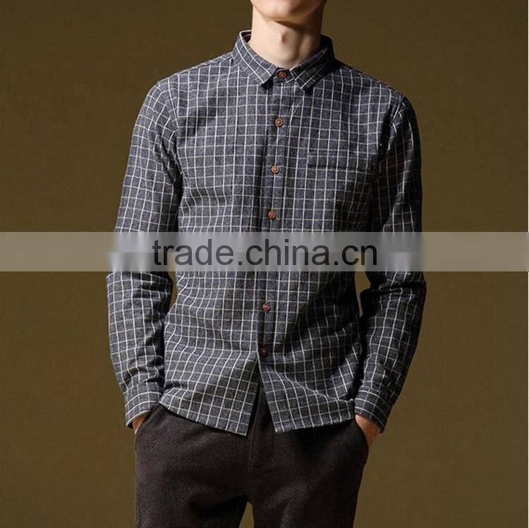 Men's long-sleeved british plaid cotton shirt