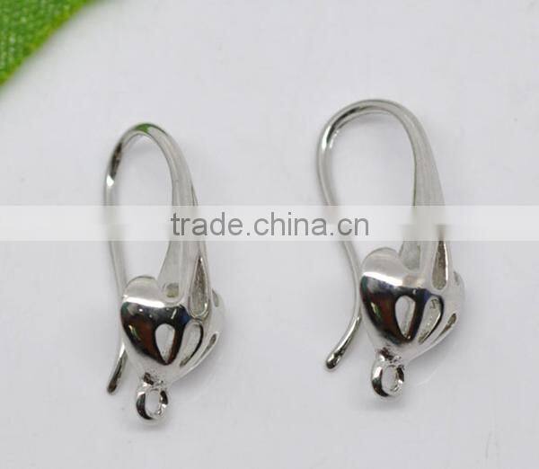 Earwire, copper, Silver Tone , 18x10mm with loop pairs