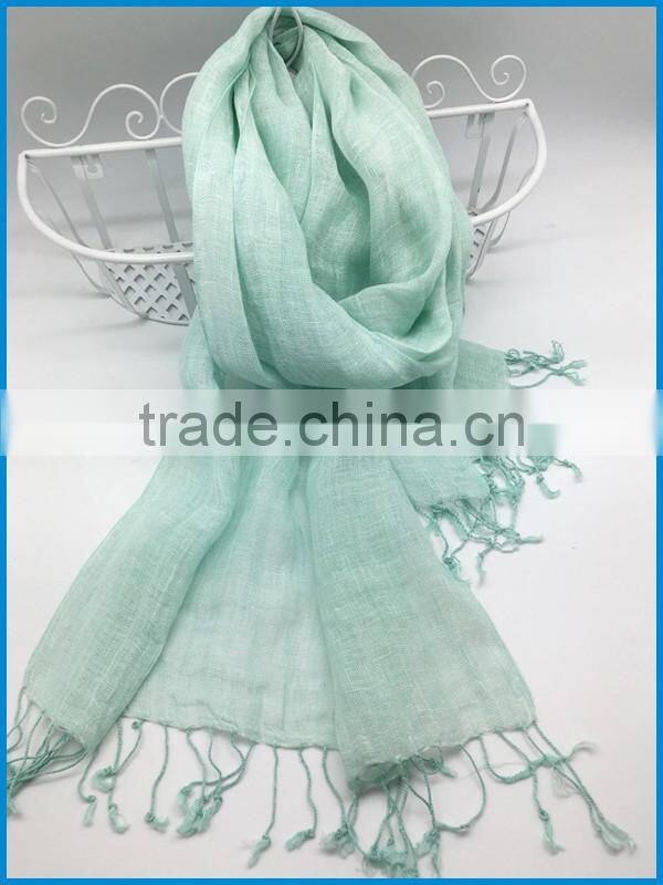 Wholesale 2017 new design lady's fashionable natural linen scarf