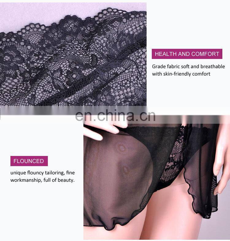 China Supplier Fitness Young Lady Black Sexy Bedroom Wear Nighty Lingerie