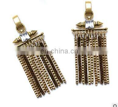 Punk Fashion Rivet Vintage Enthic Bohemia Metal Chain Drop Dangle Tassel Earrings Antique Gold Silver Statement Jewelry