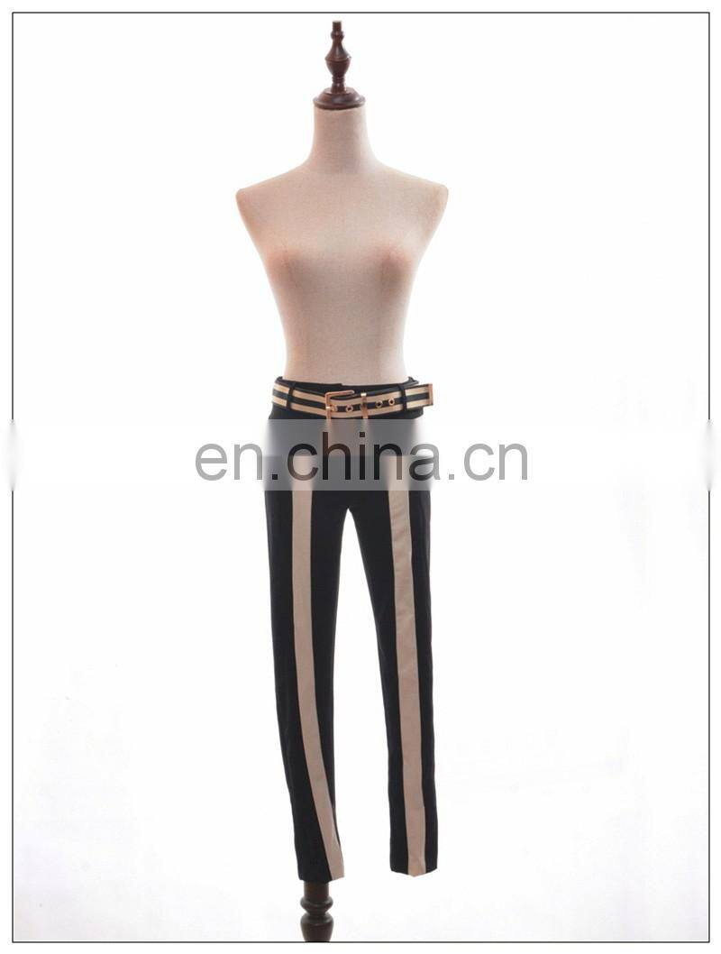 Ladies Fashion Trousers Design Women Office Wear and Casual Black White Vertical Stripes Pants