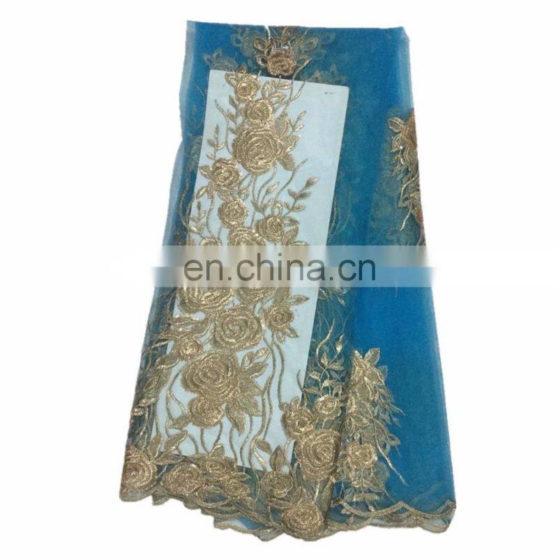 African styles net lace top quality trending French lace fabric with sequins women dress B16032710