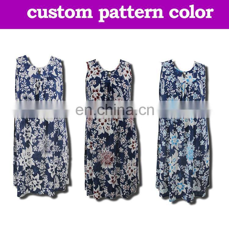 Wholesale girl fashion beautiful flower printed sleeveless lady summer dresses for mid aged women