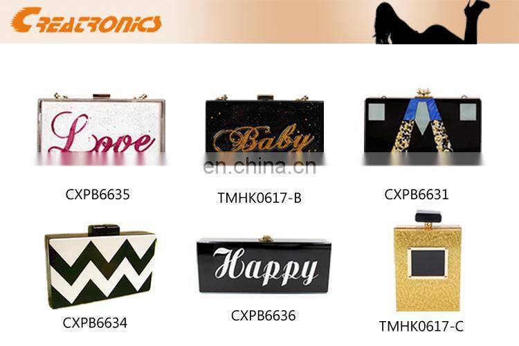 Trendy Mixed color Clutch Bag Fashion Box Clear Acrylic Evening Bag