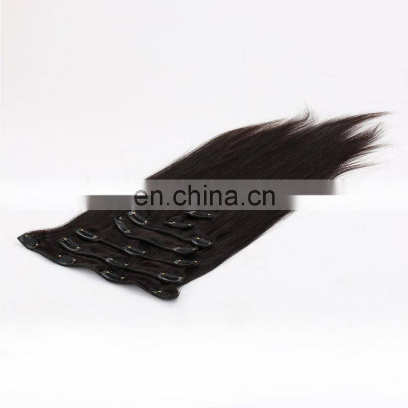 Best quality 7a brazilian virgin silky straight wave clip in hair extension 100% human