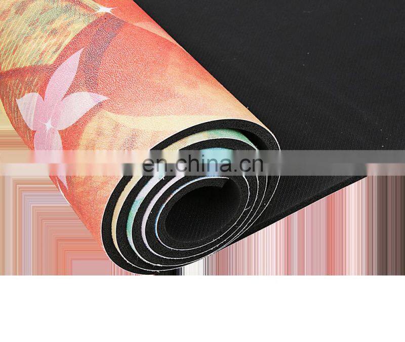 Good quality eco friendly colorful custom print suede natural rubber yoga mat