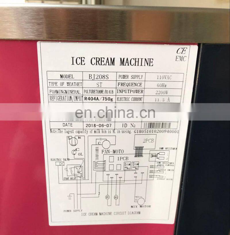 BJ168SD 12-16L/H Countertop Soft Ice Cream Maker Machine for Sale