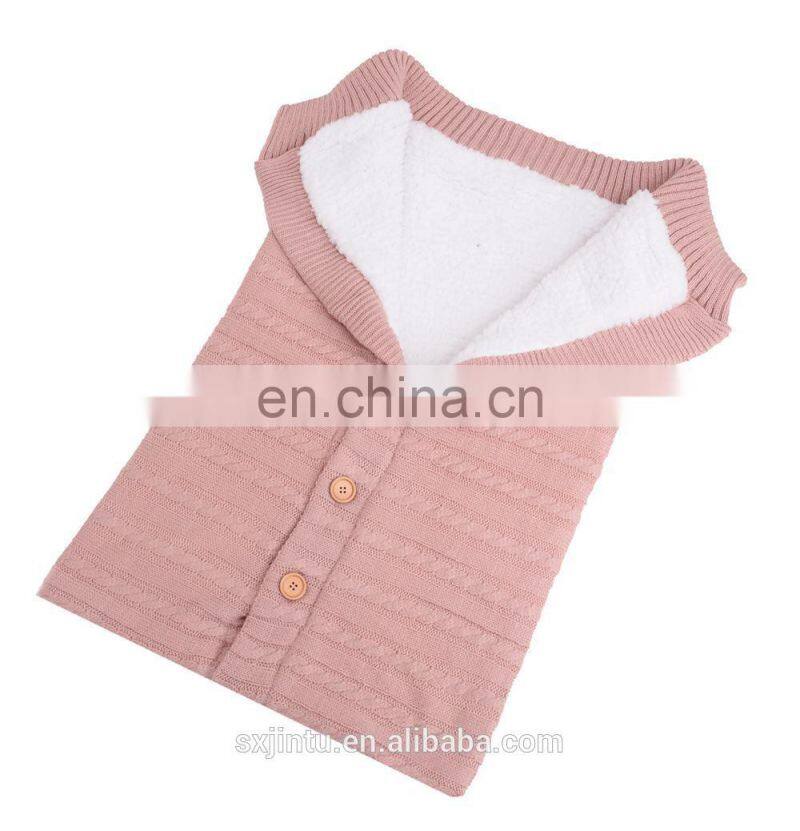 Newborn Baby Swaddle Blanket Fleece Stroller Wrap Nap Blanket Plus Velvet  Knit Sleeping Bag Stroller Sack