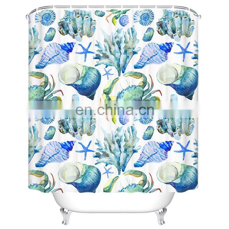 Custom Ocean Sea Star Patterns Mouldproof Shower Curtain Liner with Magnets