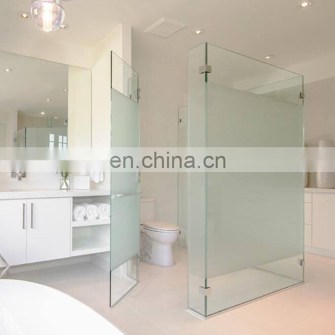 Half frosted shower glass door bathroom contemporary glass door