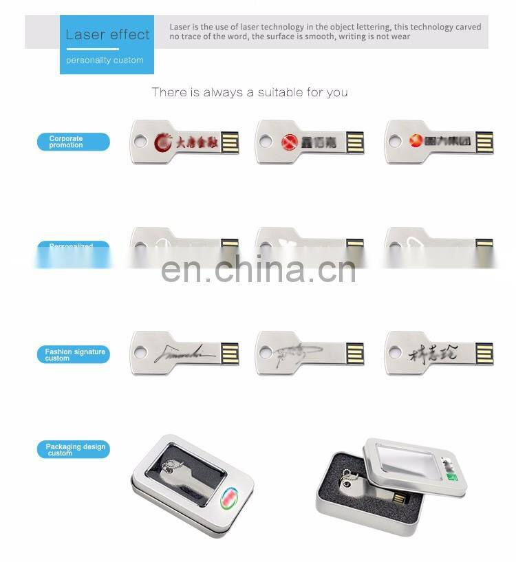 Metal custom logo white key shape stick flash usb, low price special 8gb minions