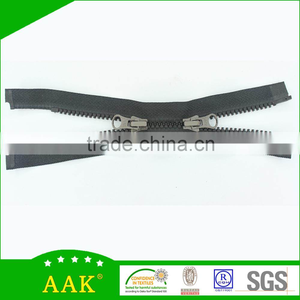 3# delrin open end double puller metal garment accessories mens shirts zippers