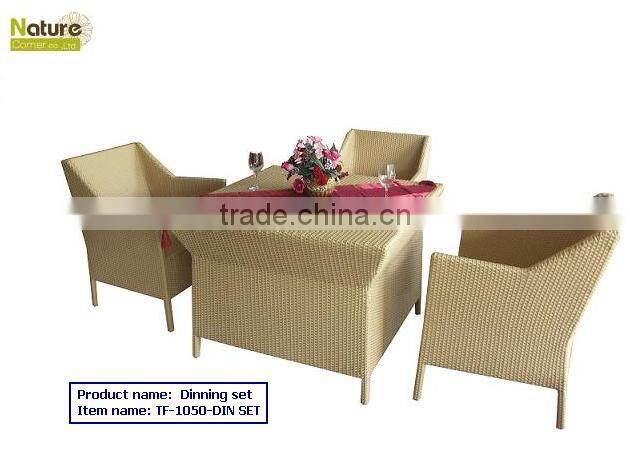 Modern Rattan Wicker Dining Table and Chairs for 4 Persons