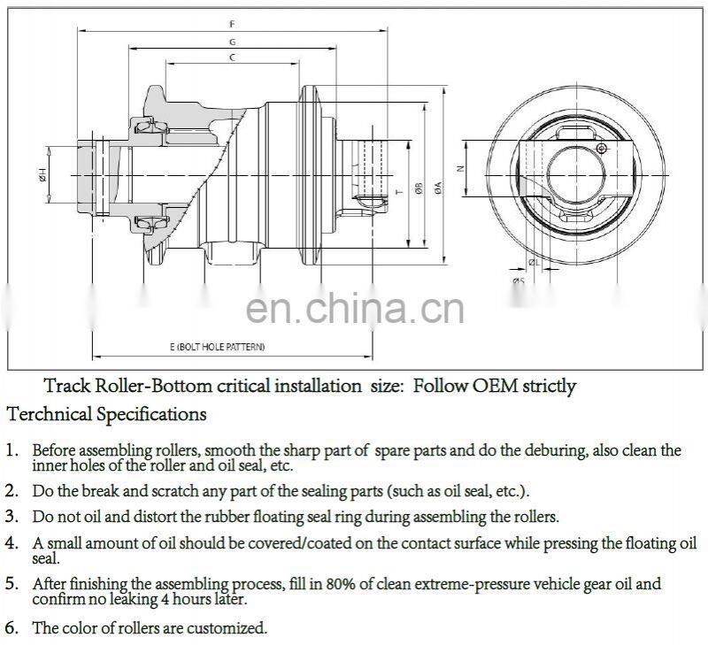 Takeuchi TB035 Mini Excavator Track Roller Bottom Roller