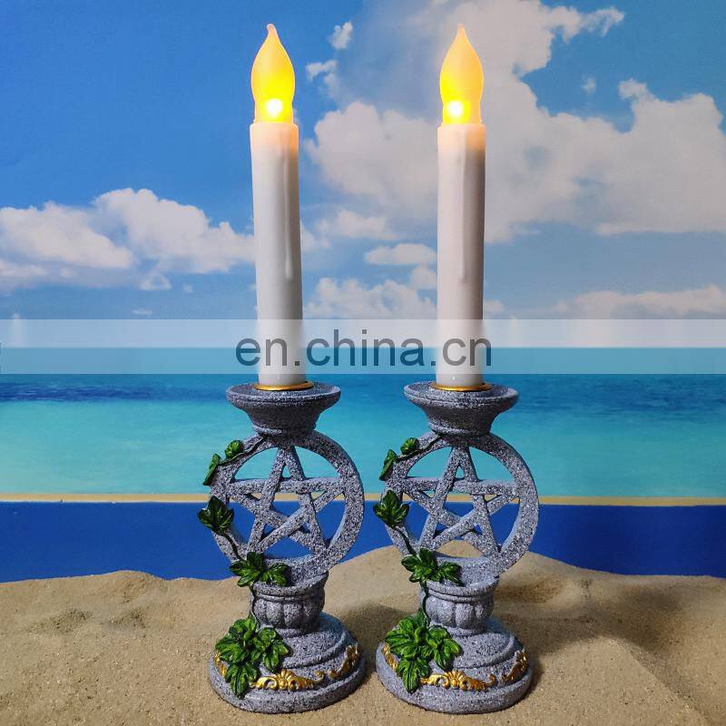 Wiccan Pentacle Candlesticks Candleholders Tarot Magic Statues Resin Mold Gifts Crafts For Sale Indoor Home Decoration