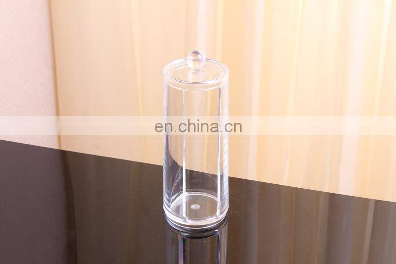 Acrylic Cotton Swab Organizer Box Portable Round Container Storage Case Make up & Pad For Home Hotel Office