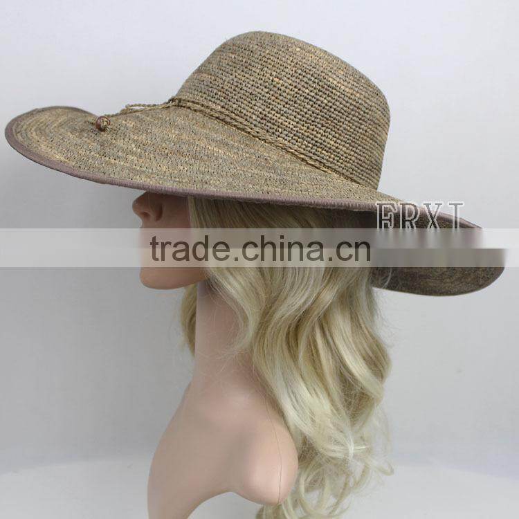 New Design Custom Adjust Raffia Straw Crochet Hat Wholesale