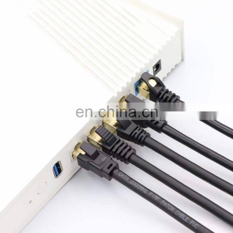 Gold plated sftp cat7 ethernet cable patch cord flat rj45 3m 25ft 100ft cat 7 plug network cable