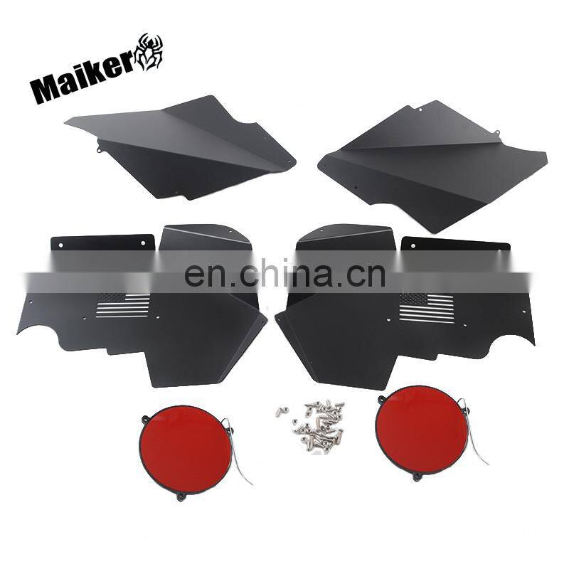 4x4 Auto front Inner Fender Liner with Light for Jeep Wrangler JK Black Aluminum fender