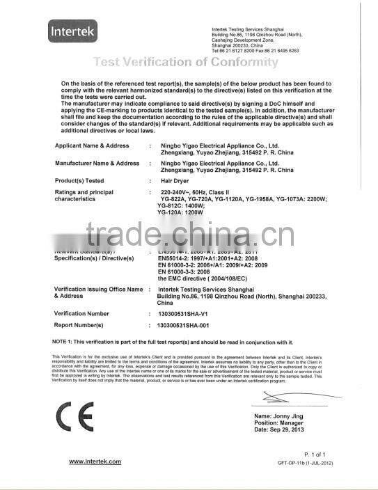 2000W plastic material professional hair dryer wholesale