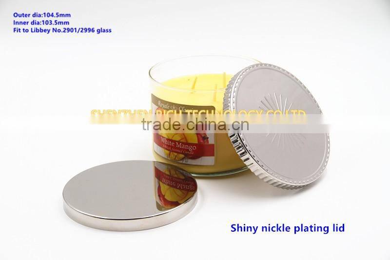 Shiny nickle & Chrome plating candle lids