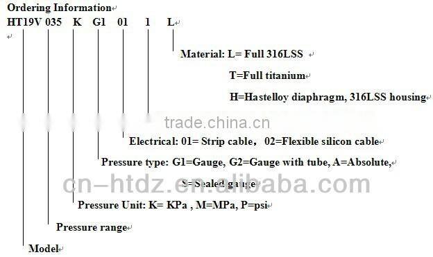 Diffused silicon oil filled pressure sensor