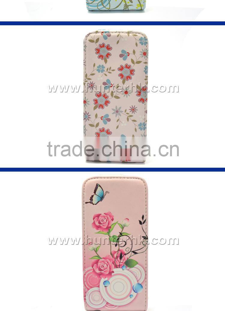 Printable Top Open Flip Leather Case For iphone5C