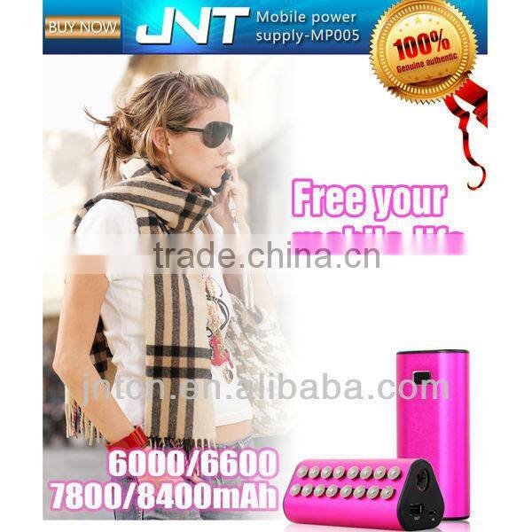 6000-8400mAh unique Trilateral+Cupula high capacity portable USB mobile phone charger power bank for Smartphones MP014