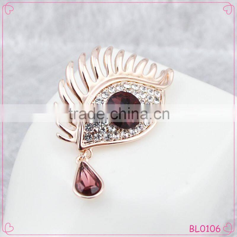 2015 Newest Design Weeping Eyes Crystal Angel Tears Brooch Charming Brooch
