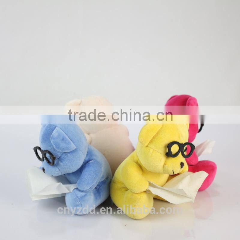 Plush Toy Teddy Bear Wearing Black Glasses/Luck Soft Colorful Toy Bear with Glasss/Stuffed Toy Sitting 14cm High Bear