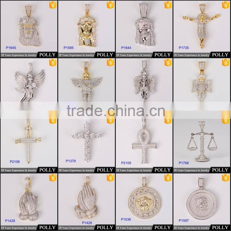 China jewelry factory suply men's crown pendant 925 Sterling Silver White Diamond pendant