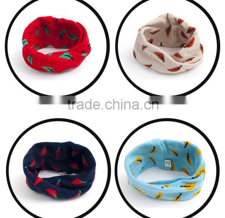Newest Small Leaf Spreaded Fashion Cute Kids Knitted Winter Circle Loop Scarf